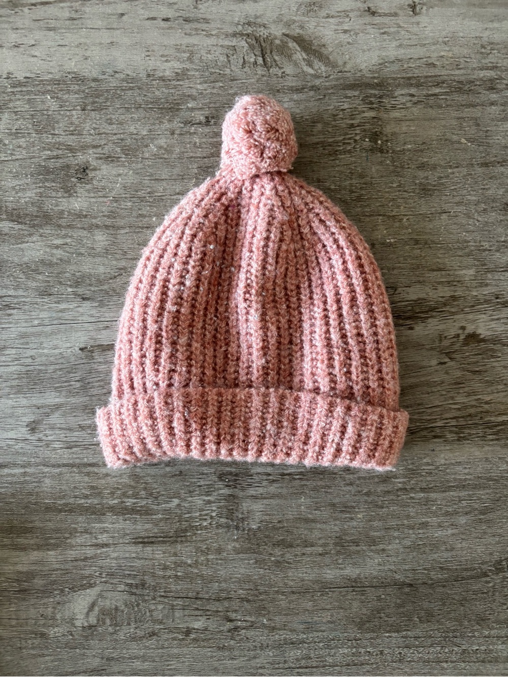 ZARA Kids Ribbed Knit Beanie Hat Pink Wool Blend Baby Girls 6-12 Months Preppy